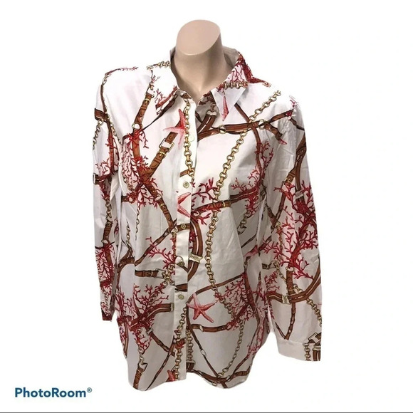 Susan Graver Size 6 Chain Design Button Down Shirt. New Without Tags - Picture 1 of 5